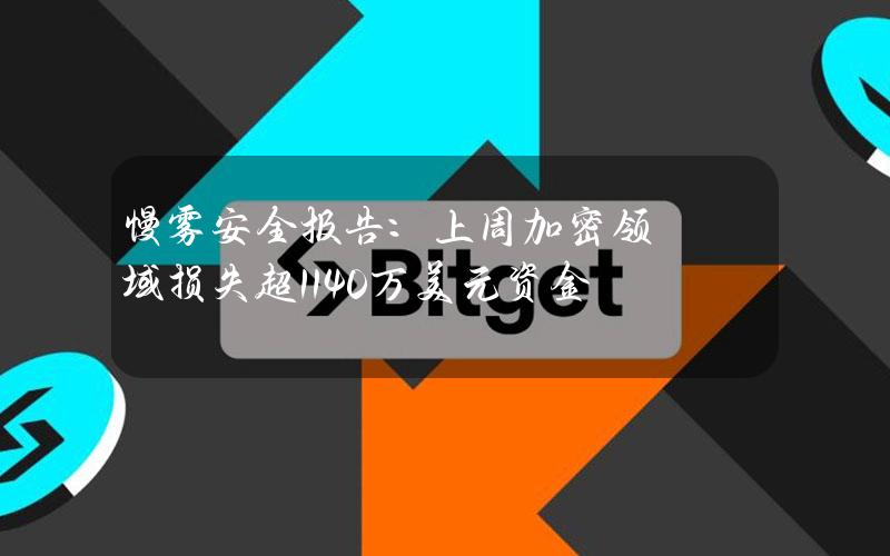 慢雾安全报告：上周加密领域损失超1140万美元资金