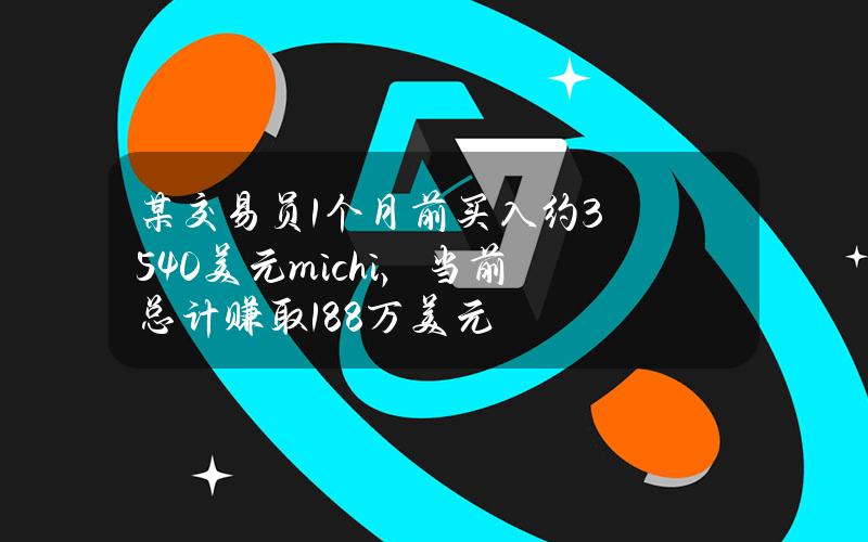 某交易员1个月前买入约3540美元michi，当前总计赚取188万美元