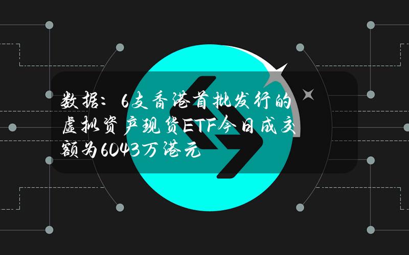 数据：6支香港首批发行的虚拟资产现货ETF今日成交额为6043万港元