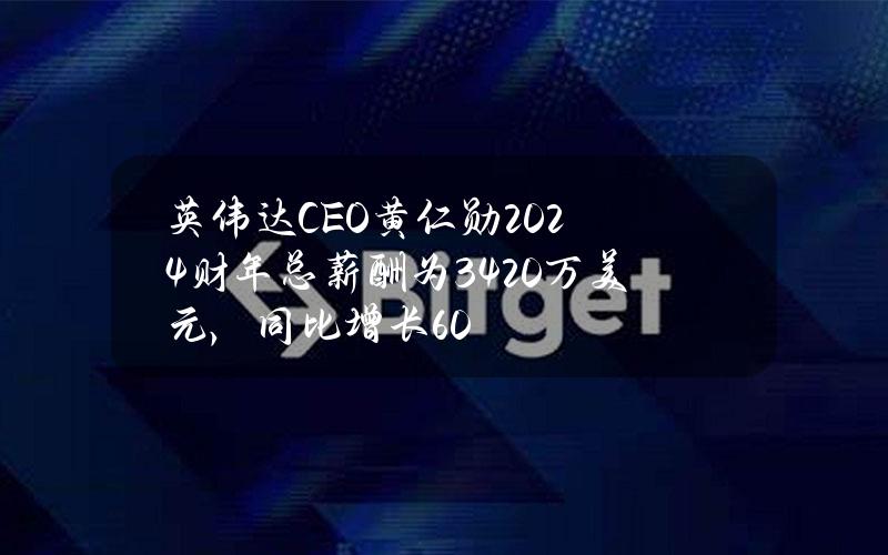 英伟达CEO黄仁勋2024财年总薪酬为3420万美元，同比增长60%