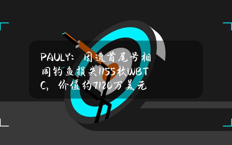 PAULY：因遭首尾号相同钓鱼损失1155枚WBTC，价值约7120万美元